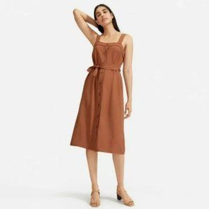 NWT Everlane Cocoa Japanese GoWeave Picnic Midi Dress Size 6 Tan Brown